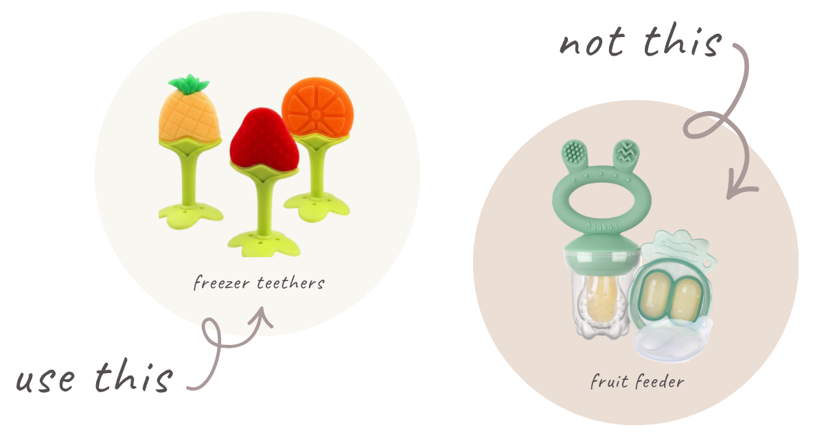 freezable teethers vs fruit feeder